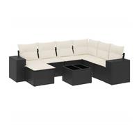 vidaXL Ensemble de jardin canapé 8 pièces avec coussins noir poly rotin