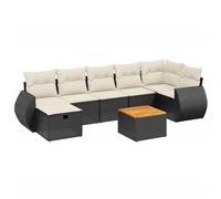 vidaXL Ensemble de jardin canapé 8 pièces avec coussins noir poly rotin