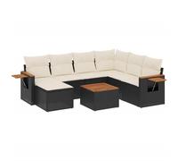 vidaXL Ensemble de jardin canapé 8 pièces résine tressée poly rotin coussins noirs housse amovible