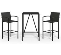 vidaXL, ensemble de jardin comprenant 3 pièces, en résine tressée noire