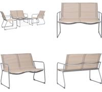 vidaXL Ensemble de jardin lounge 4 pièces tissu et acier crème - Ensemble de jardin - Banc de jardin - Bancs de jardin