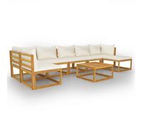 vidaXL Ensemble de jardin lounge 8 pièces avec coussins Crème Bois massif Acacia