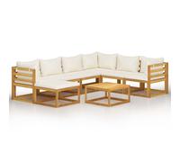 vidaXL Ensemble de jardin lounge 8 pièces avec coussins Crème Bois massif Acacia