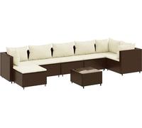 vidaXL Ensemble de jardin lounge 8 pièces avec coussins Marron Poly Rattan