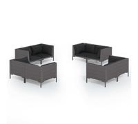 vidaXL Ensemble de jardin lounge 8 pièces avec coussins Poly rotin gris foncé