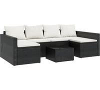 vidaXL Ensemble de jardin Lounge noir Poly rotin Coussins en forme de U