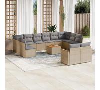 VIDAXL Ensemble de jardin modulable résine tressée - 13 pcs - Beige