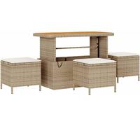 vidaXL Ensemble de salle à manger de jardin 4 pièces Poly rotin beige acacia avec coussins 42007923