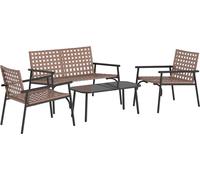 vidaXL Ensemble de jardin pour 4 personnes, couleur marron, en résine tressée