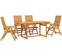 vidaXL Ensemble de jardin 5 pcs brun bois massif acacia