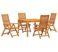 vidaXL Ensemble de jardin pour 5 personnes, en bois d'acacia massif, couleur marron