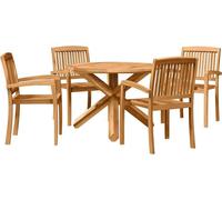 vidaXL Ensemble de jardin pour 5 personnes, en bois d'acacia massif, finition naturelle