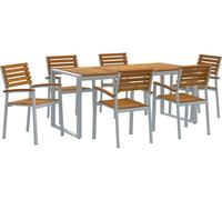 vidaXL Ensemble de jardin pour 7 personnes, gris, en bois d'acacia massif