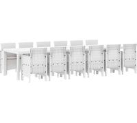 vidaXL Ensemble de jardin pour repas, 13 pièces, blanc, rotin synthétique