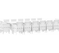 vidaXL Ensemble de jardin pour repas, 15 pièces, blanc, rotin synthétique