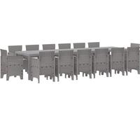 vidaXL Ensemble de jardin pour repas, 15 pièces, rotin synthétique gris clair