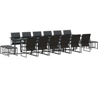 vidaXL Ensemble de jardin pour repas, 17 pièces, noir, en acier