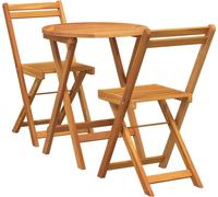 vidaXL Ensemble de salon de jardin 3 pcs bois d'acacia massif teinté huilé avec coussins Marron