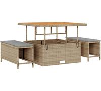 vidaXL Ensemble de jardin pour repas, 3 pièces, en polyrotin beige