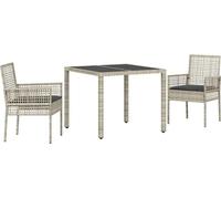 vidaXL Ensemble de jardin 3 pcs gris clair Poly-Rotin