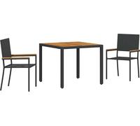 vidaXL Ensemble de jardin 3 pcs noir Poly-Rotin