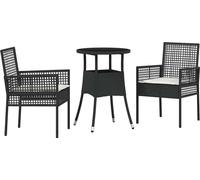vidaXL Ensemble de jardin 3 pièces en Poly-Rotin noir