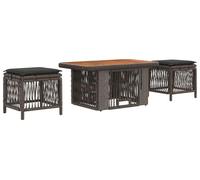 vidaXL Ensemble de jardin pour repas, 3 pièces, gris et gris foncé, en résine tressée