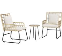 vidaXL Ensemble de jardin pour repas, 3 pièces, marron et crème, en polyrotin