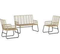 vidaXL Ensemble de jardin pour repas, 3 pièces, marron et crème, en polyrotin