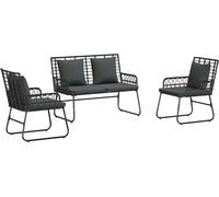 vidaXL Ensemble de jardin pour repas, 3 pièces, noir et anthracite, en résine tressée