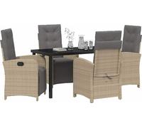 vidaXL Ensemble de jardin pour repas, 5 pièces, beige, en résine tressée