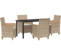 vidaXL Ensemble de jardin 5 pcs Beige Poly-Rattan