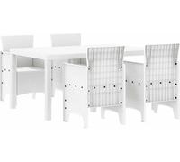vidaXL Ensemble de jardin pour repas, 5 pièces, blanc, rotin synthétique