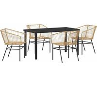 vidaXL Ensemble de jardin 5 pcs brun Poly-Rattan
