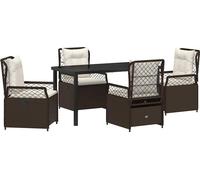 vidaXL Ensemble de jardin 5 pcs brun Poly-Rattan