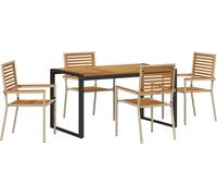 vidaXL Ensemble de salle à manger de jardin 5 pièces beige et marron en polyrotin