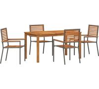 vidaXL Ensemble de jardin pour repas, 5 pièces, gris, bois d'acacia massif