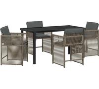 vidaXL Ensemble de jardin pour repas, 5 pièces, gris, en résine tressée