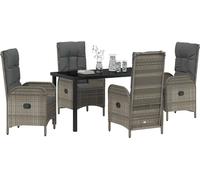 vidaXL Ensemble de jardin pour repas, 5 pièces, gris, en résine tressée