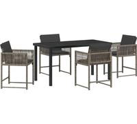 vidaXL Ensemble de jardin pour repas, 5 pièces, gris, en résine tressée