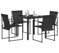 vidaXL Ensemble de jardin pour repas, 5 pièces, noir, en textiline et en acier