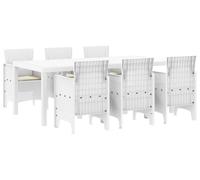 Ensemble de salon de jardin vidaXL, 7 pièces, blanc, polypropylène
