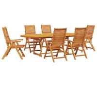 vidaXL Ensemble de jardin pour repas, 7 pièces, bois d'acacia massif, couleur marron