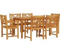 vidaXL Ensemble de salle à manger pour jardin 7 pièces, bois massif d'acacia marron