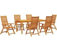 vidaXL Ensemble de jardin pour repas, 7 pièces, bois d'acacia massif, couleur marron