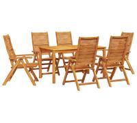 vidaXL Ensemble de jardin pour repas, 7 pièces, bois d'acacia massif, couleur marron