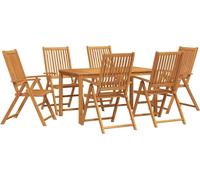 vidaXL Ensemble de jardin pour repas, 7 pièces, bois d'acacia massif, finition naturelle