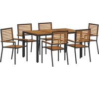 vidaXL Ensemble de salle à manger de jardin 7 pièces Noir et marron Poly-rotin