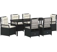 vidaXL Ensemble de salle à manger pour jardin 7 pièces Poly-Rattan noir