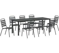 vidaXL Ensemble de jardin 9 pcs Anthracite Acier revêtu par poudre